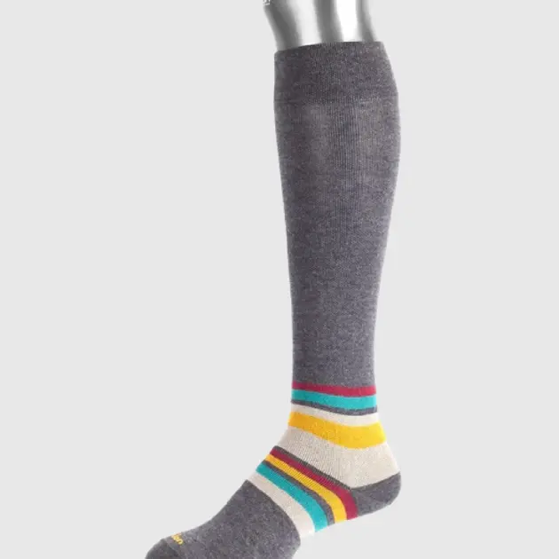 Medias de Compresión Graduada - CMO203 Gris Carbón Rayas Algodón