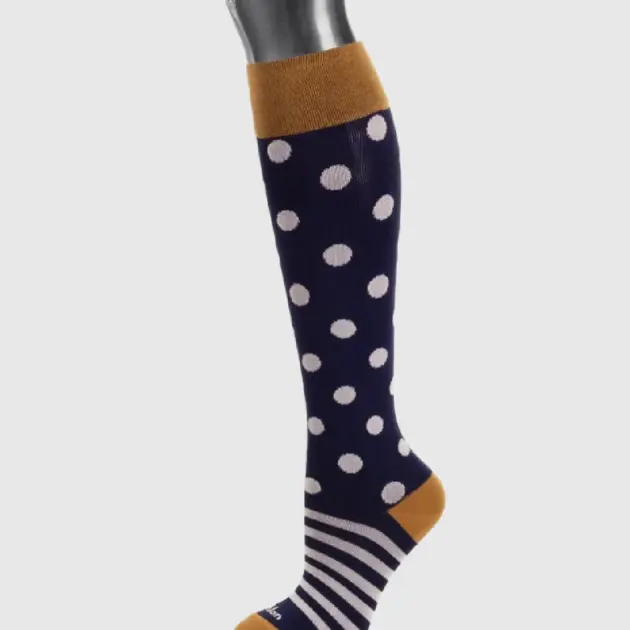 Medias de Compresión - CMO206 Azul Mostaza Puntos Microfibra